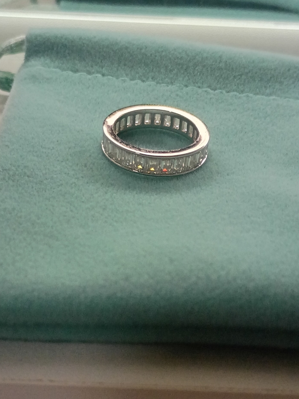 Silver Crystal Baguette Eternity Ring - Silver